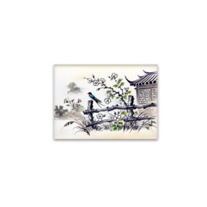 raxxa Glas-Magnet: Swallow Perched on a Fence in Chinese Ink Painting