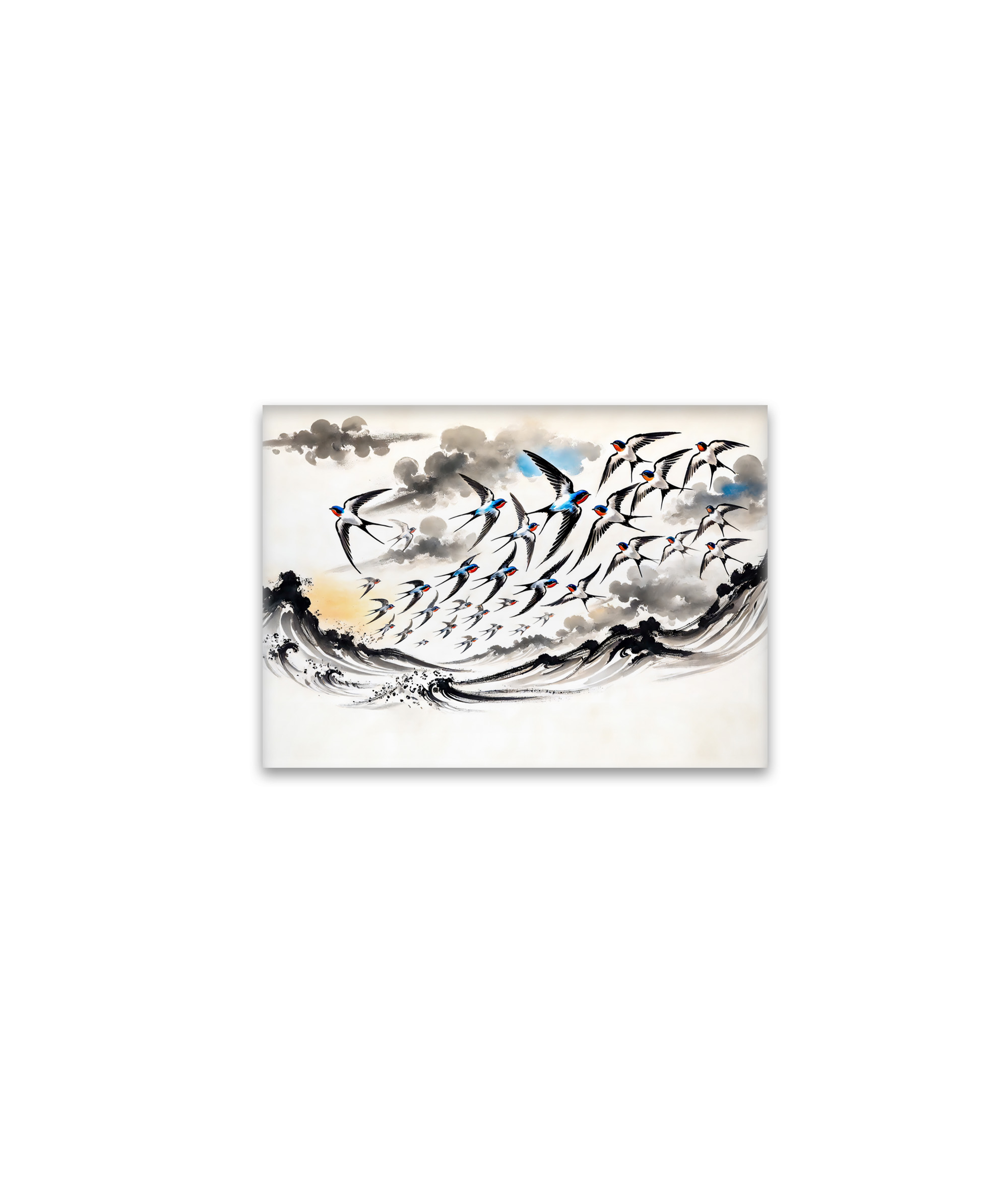 raxxa Glas-Magnet: Swallows Soaring Through the Sky in Chinese Ink Painting