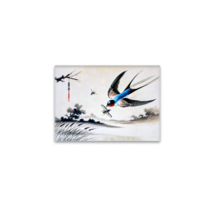 raxxa Glas-Magnet: Swallow Catching an Insect in Mid-Air in Chinese Ink Painting