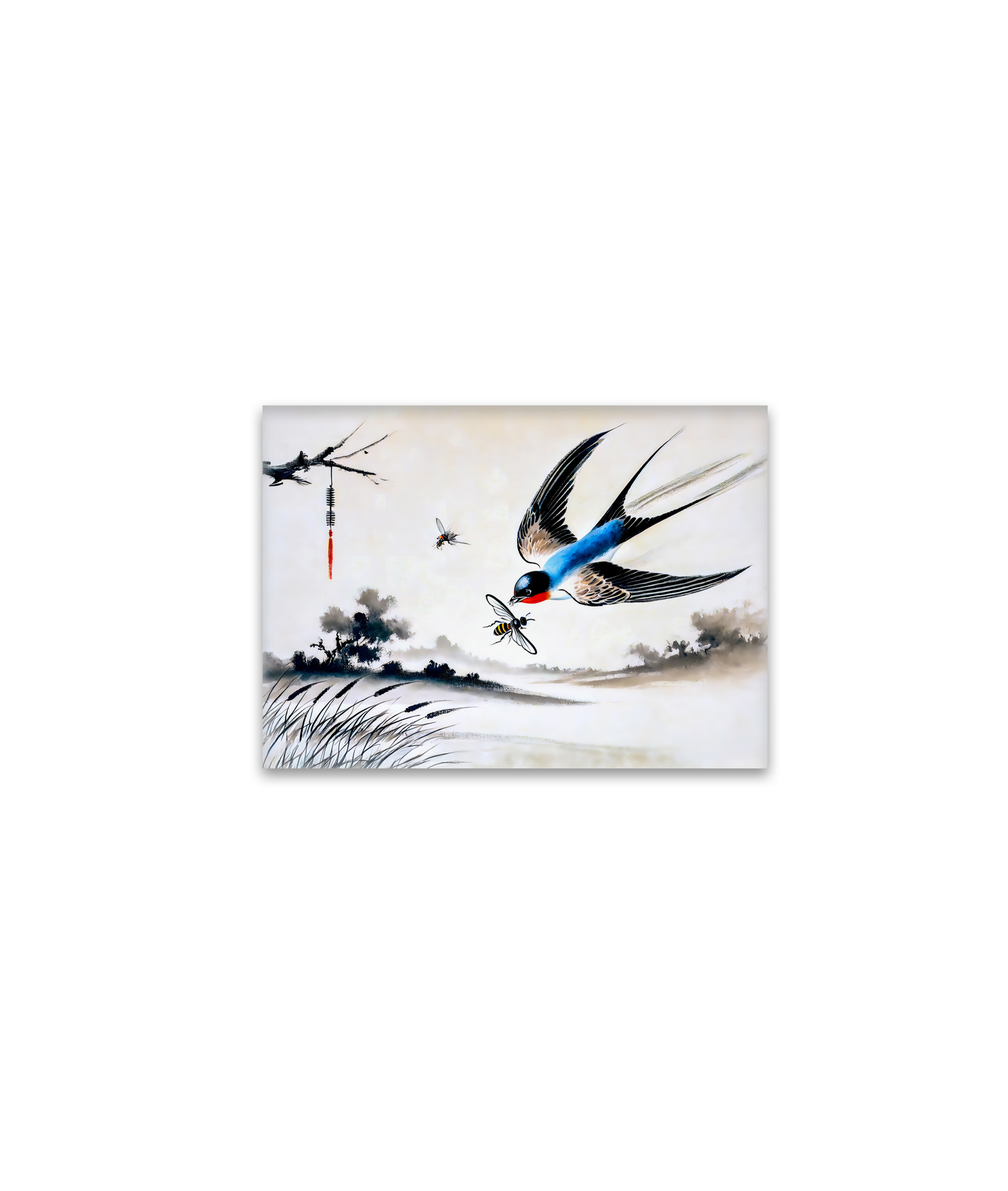 raxxa Glas-Magnet: Swallow Catching an Insect in Mid-Air in Chinese Ink Painting