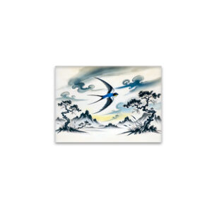 raxxa Glas-Magnet: Swallow Soaring Through the Sky in Chinese Ink Painting