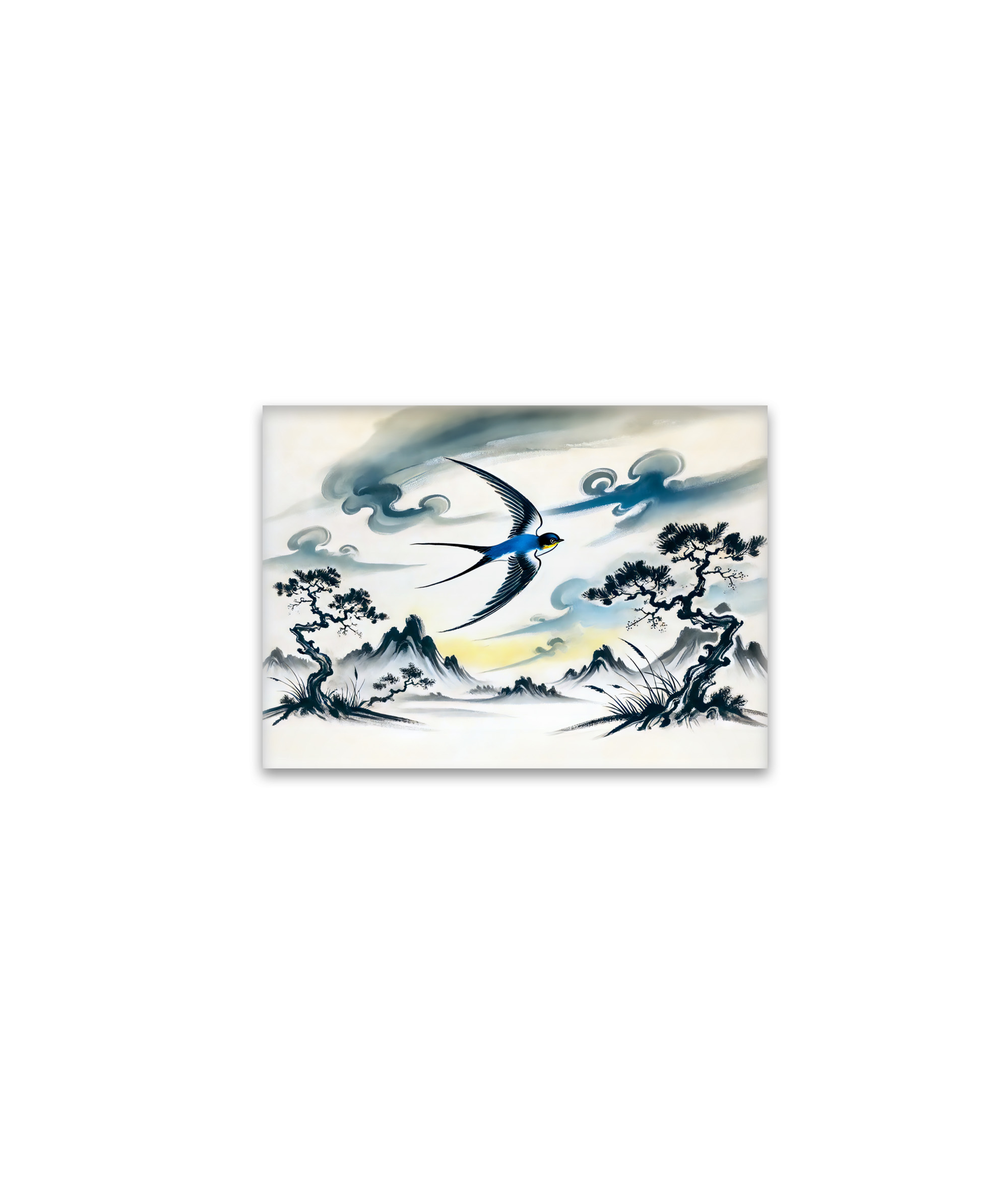 raxxa Glas-Magnet: Swallow Soaring Through the Sky in Chinese Ink Painting