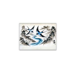 raxxa Glas-Magnet: Swallows Soaring Through the Sky in Chinese Ink Painting