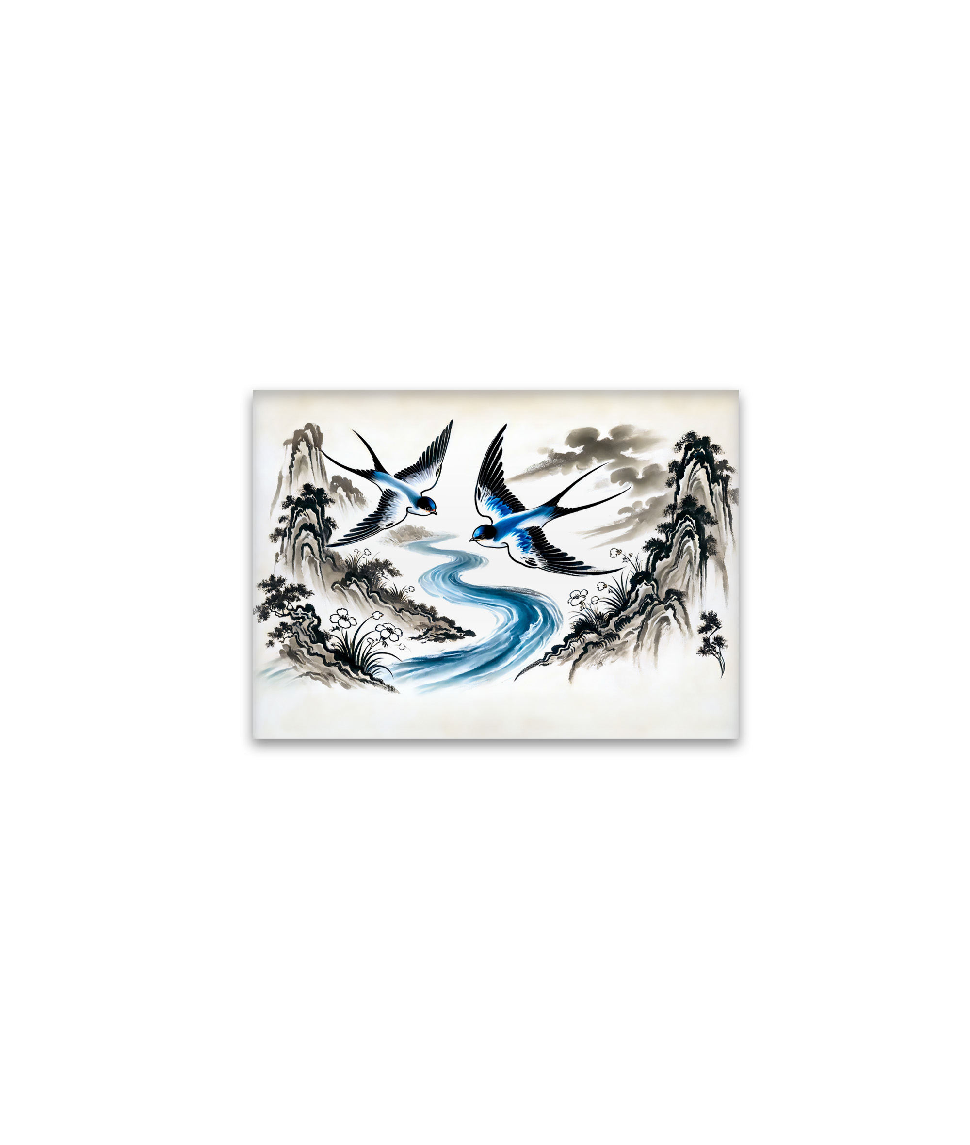 raxxa Glas-Magnet: Swallows Soaring Through the Sky in Chinese Ink Painting