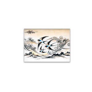 raxxa Glas-Magnet: Swallows Soaring Through the Sky in Chinese Ink Painting