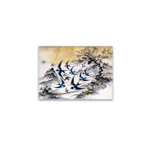 raxxa Glas-Magnet: Swallows Soaring Through the Sky in Chinese Ink Painting