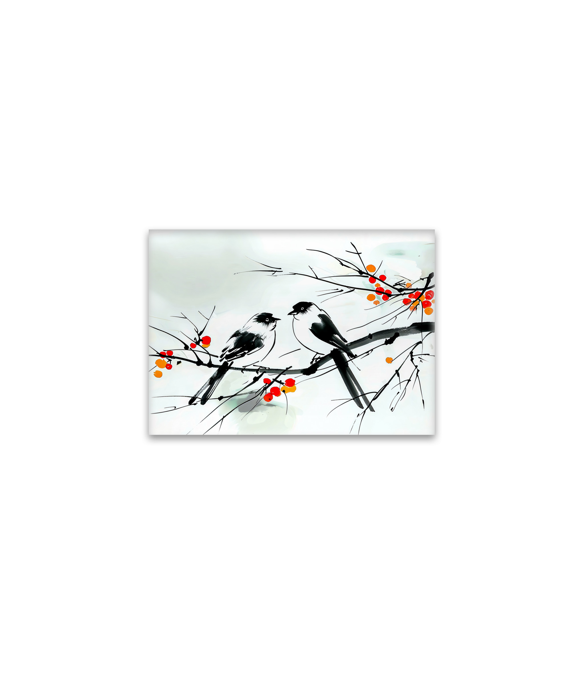 raxxa Glas-Magnet: Two Birds Perched on a Branch ink art