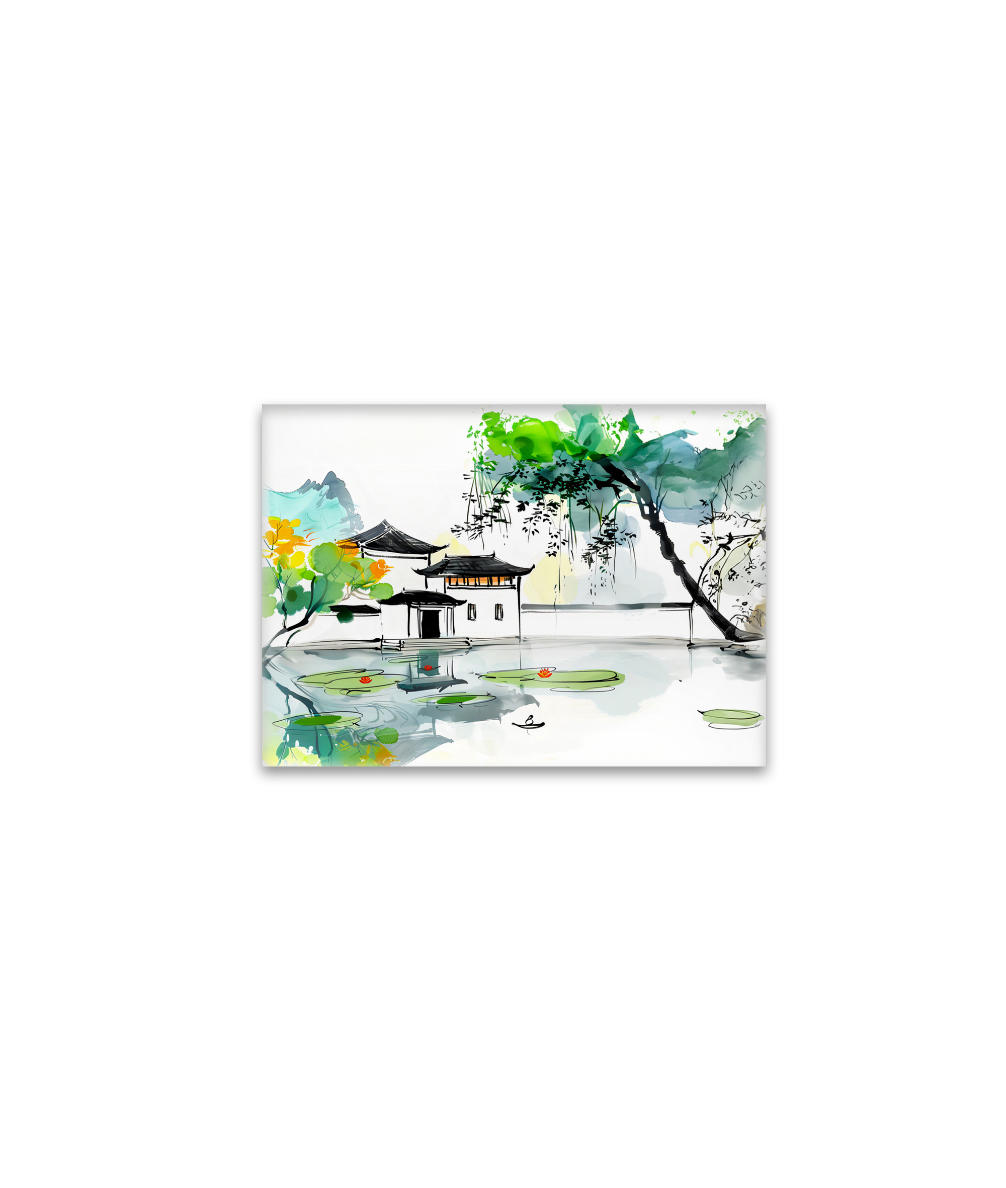 raxxa Glas-Magnet: Chinese Temple by a Lotus Pond