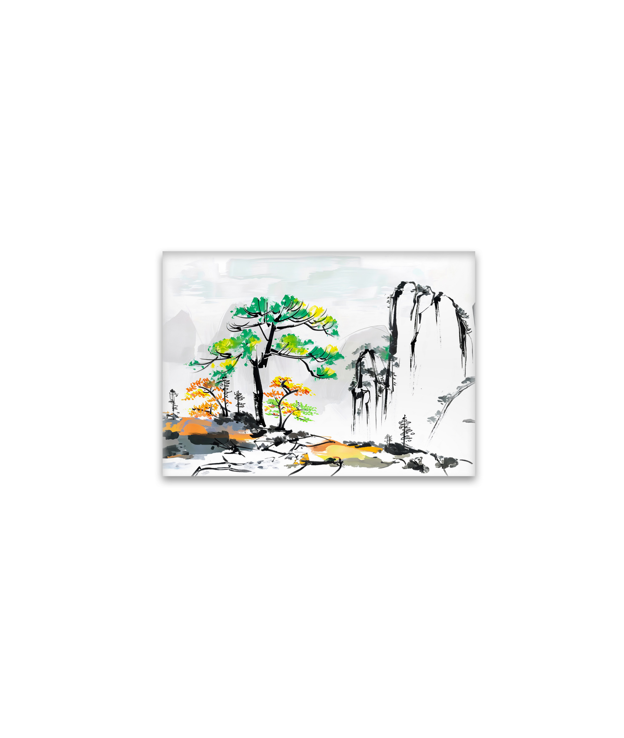 raxxa Glas-Magnet: Tree and Landscape with Mountain Village