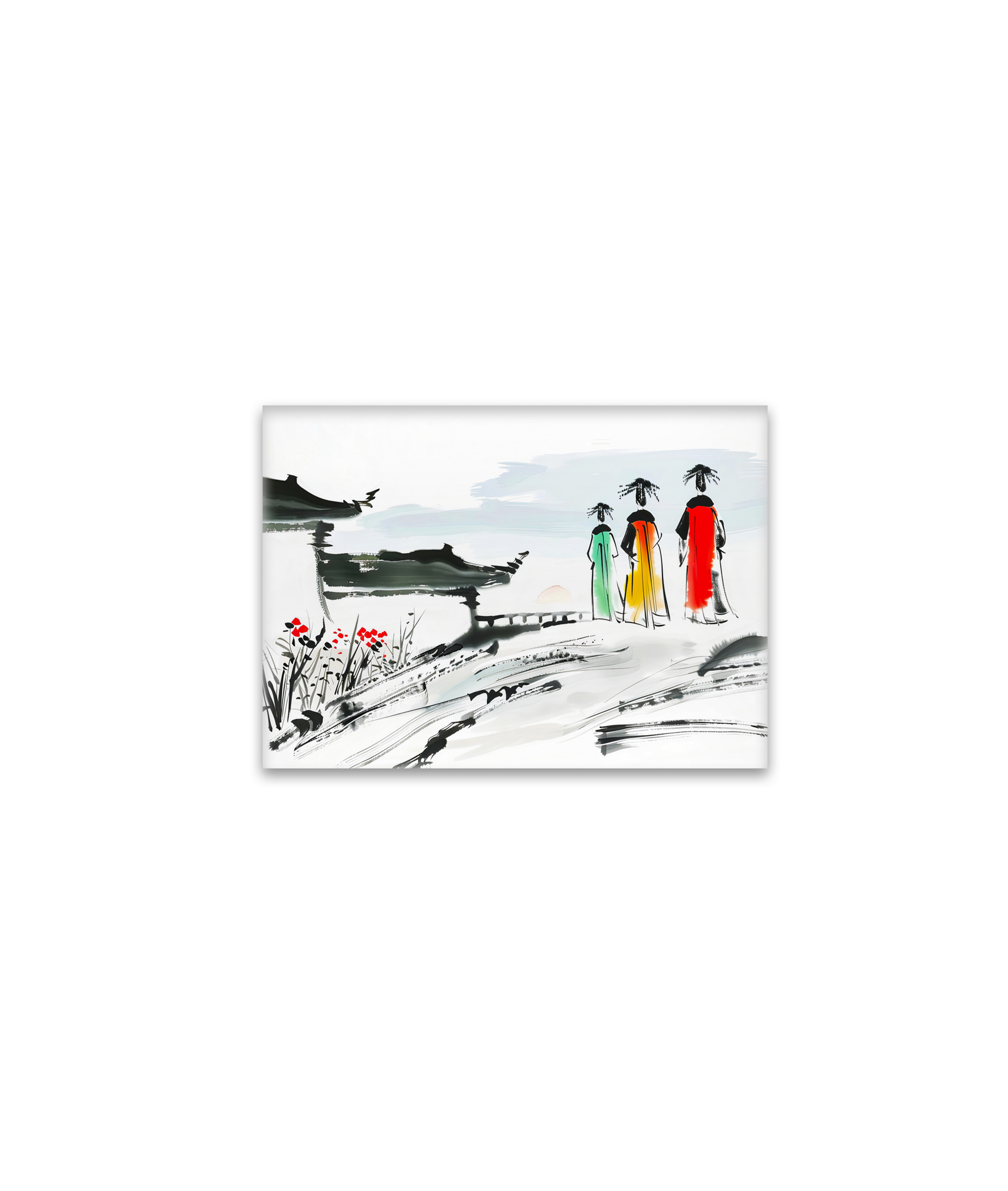 raxxa Glas-Magnet: Visitors at a Temple Courtyard