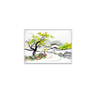 raxxa Glas-Magnet: Chinese Village View with Traditional Temple