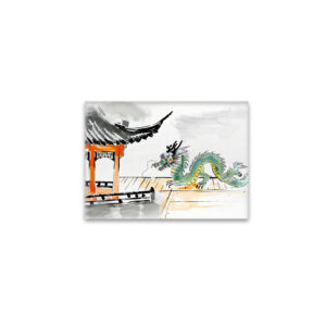 raxxa Glas-Magnet: Green Chinese Dragon at Temple
