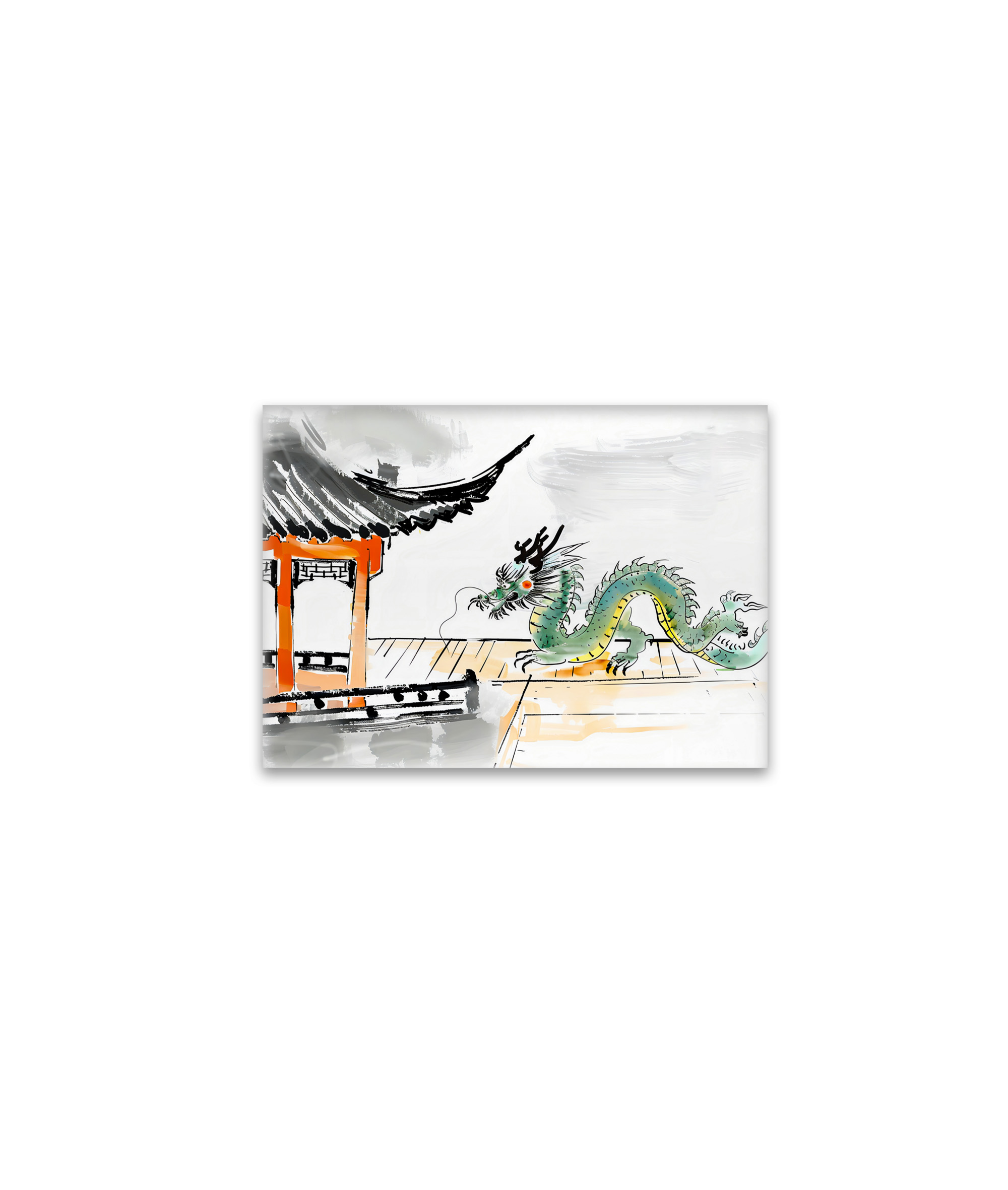 raxxa Glas-Magnet: Green Chinese Dragon at Temple