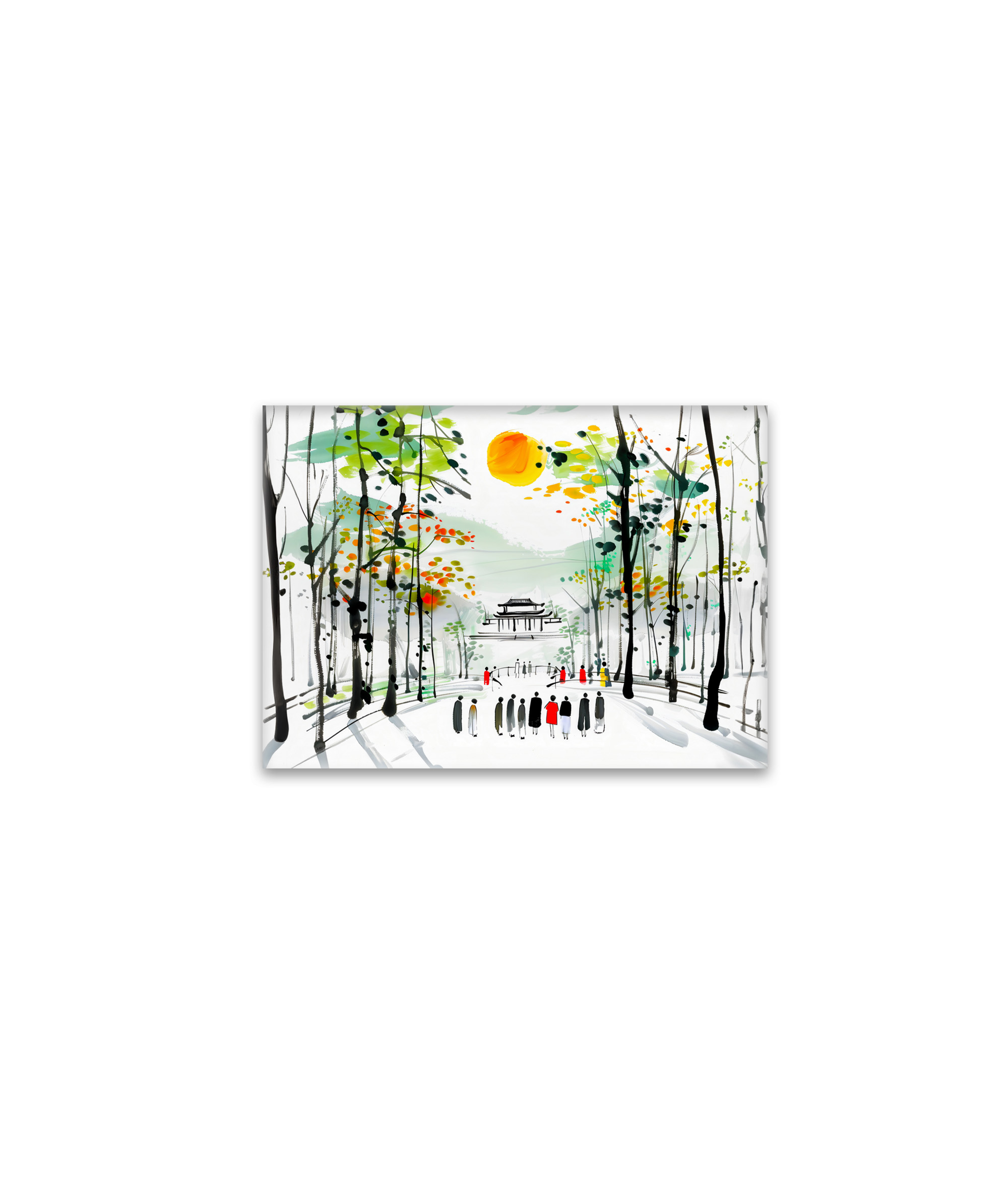 raxxa Glas-Magnet: Chinese Temple Between Trees at Sunset