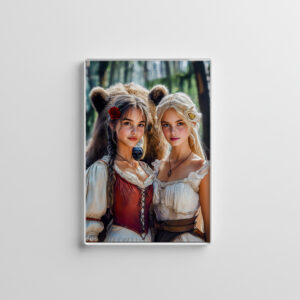 raxxa Glas-Magnet: Snow-White and Rose-Red with the Bear