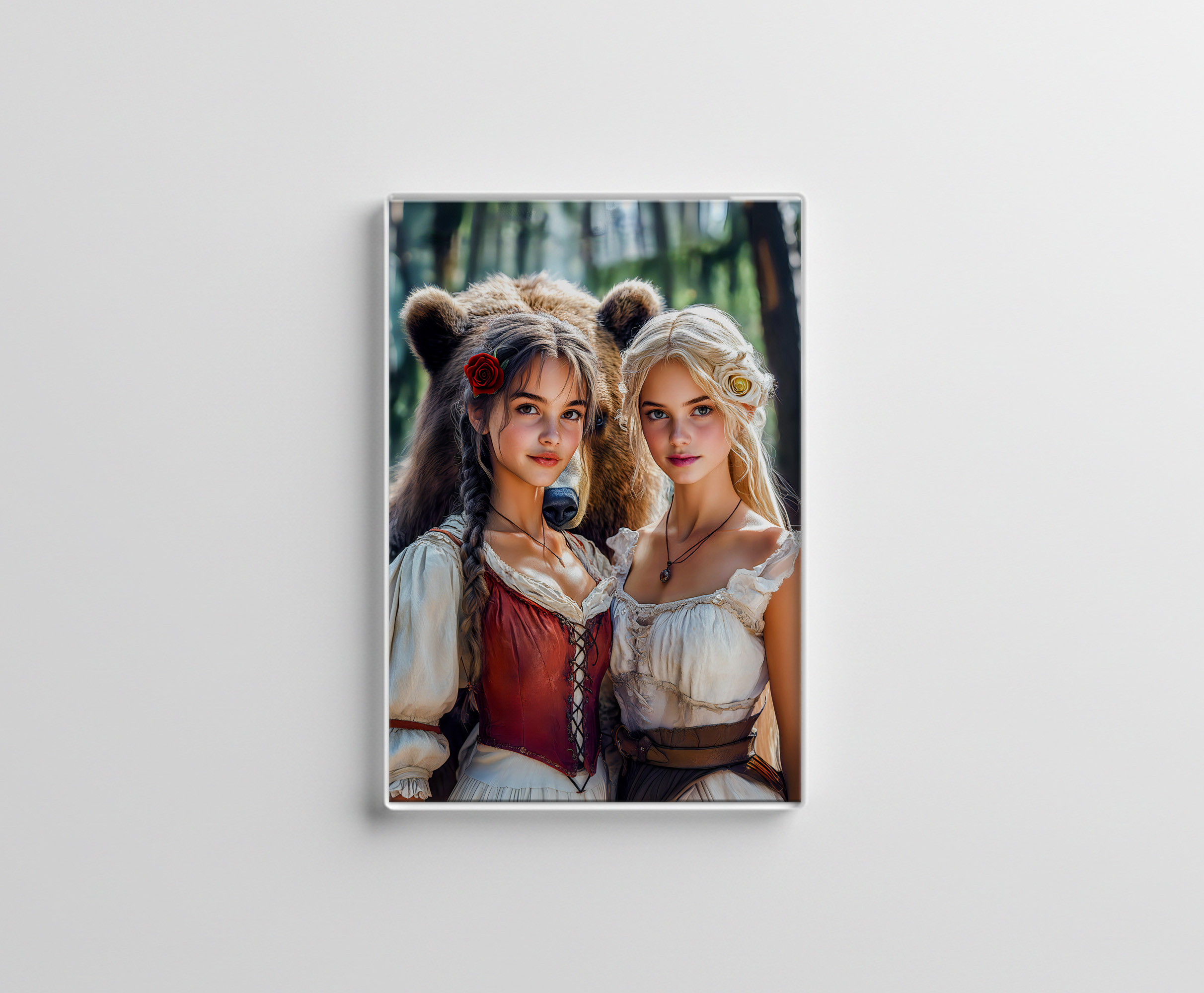 raxxa Glas-Magnet: Snow-White and Rose-Red with the Bear