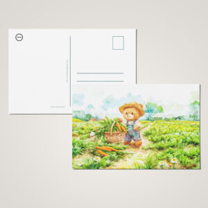 raxxa Postkarte: Teddy Bear Carrying a Basket of Carrots