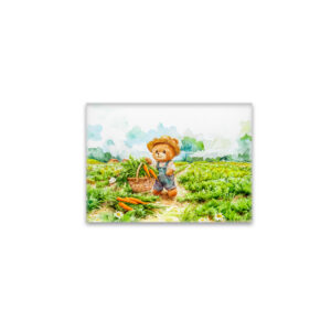 raxxa Glas-Magnet: Teddy Bear Carrying a Basket of Carrots