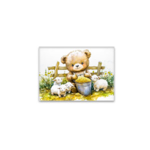 raxxa Glas-Magnet: Teddy Bear Feeding Sheep on Farm
