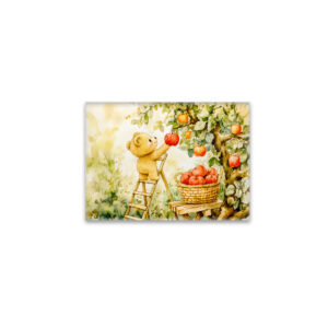 raxxa Glas-Magnet: Teddy Bear Harvesting Apples with Ladder