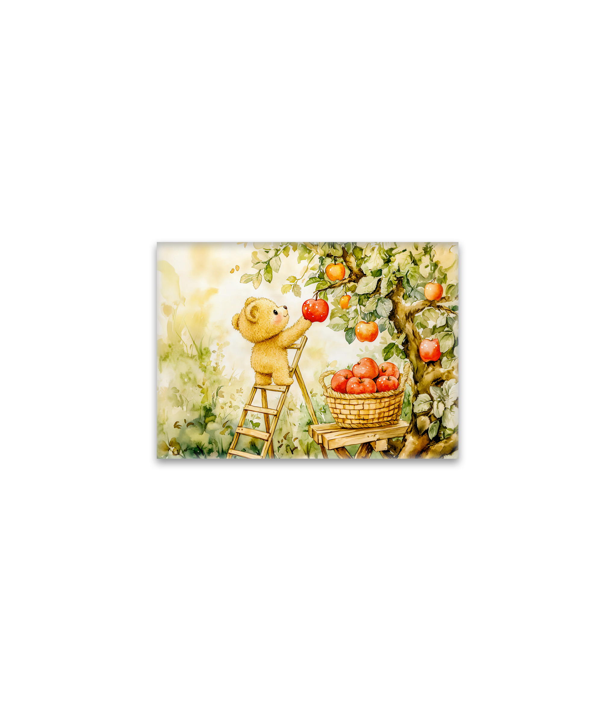 raxxa Glas-Magnet: Teddy Bear Harvesting Apples with Ladder