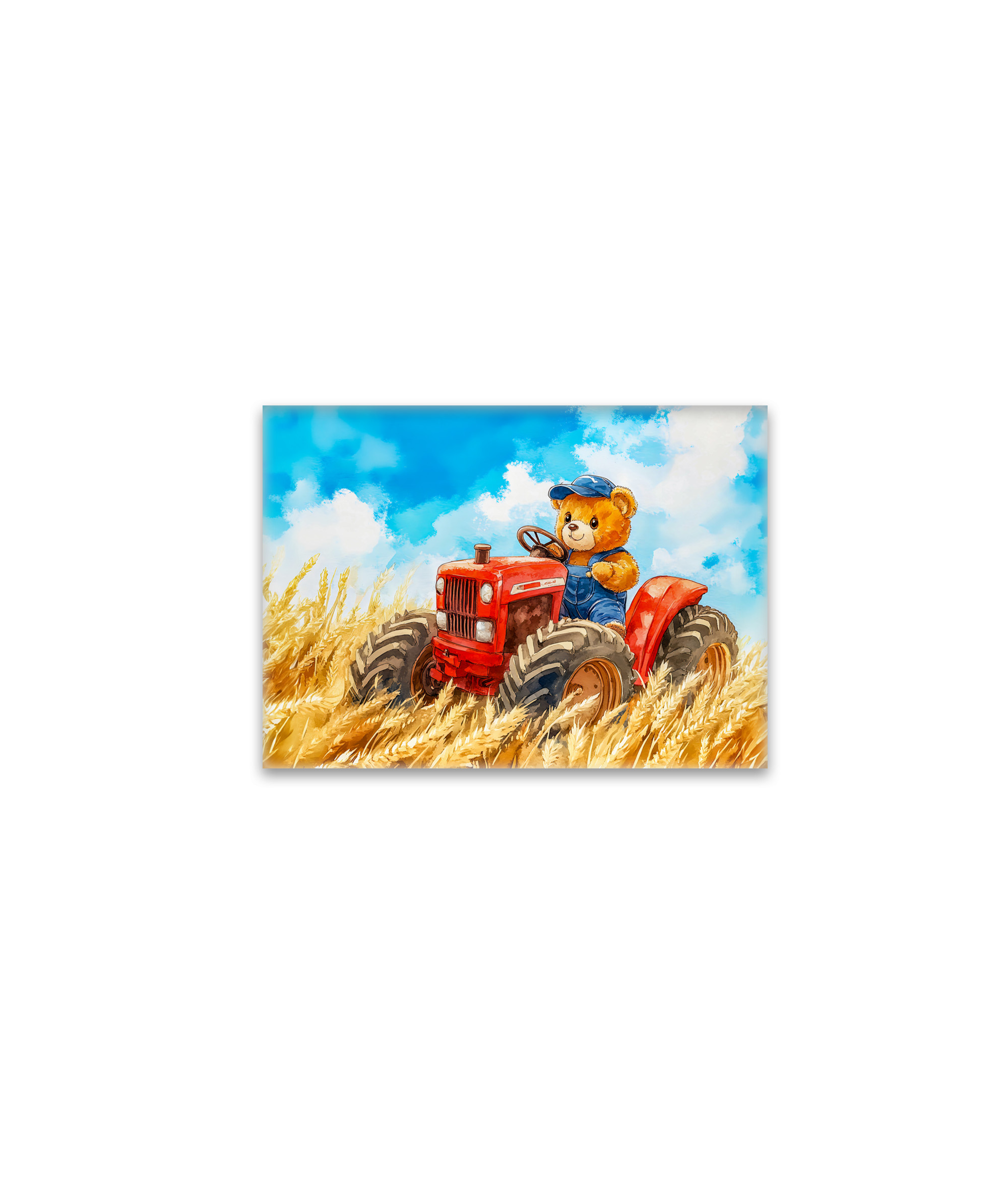 raxxa Glas-Magnet: Teddy Bear Driving a Tractor in Wheat Field
