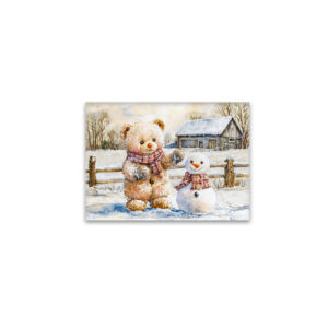 raxxa Glas-Magnet: Teddy Bear Building a Snowman