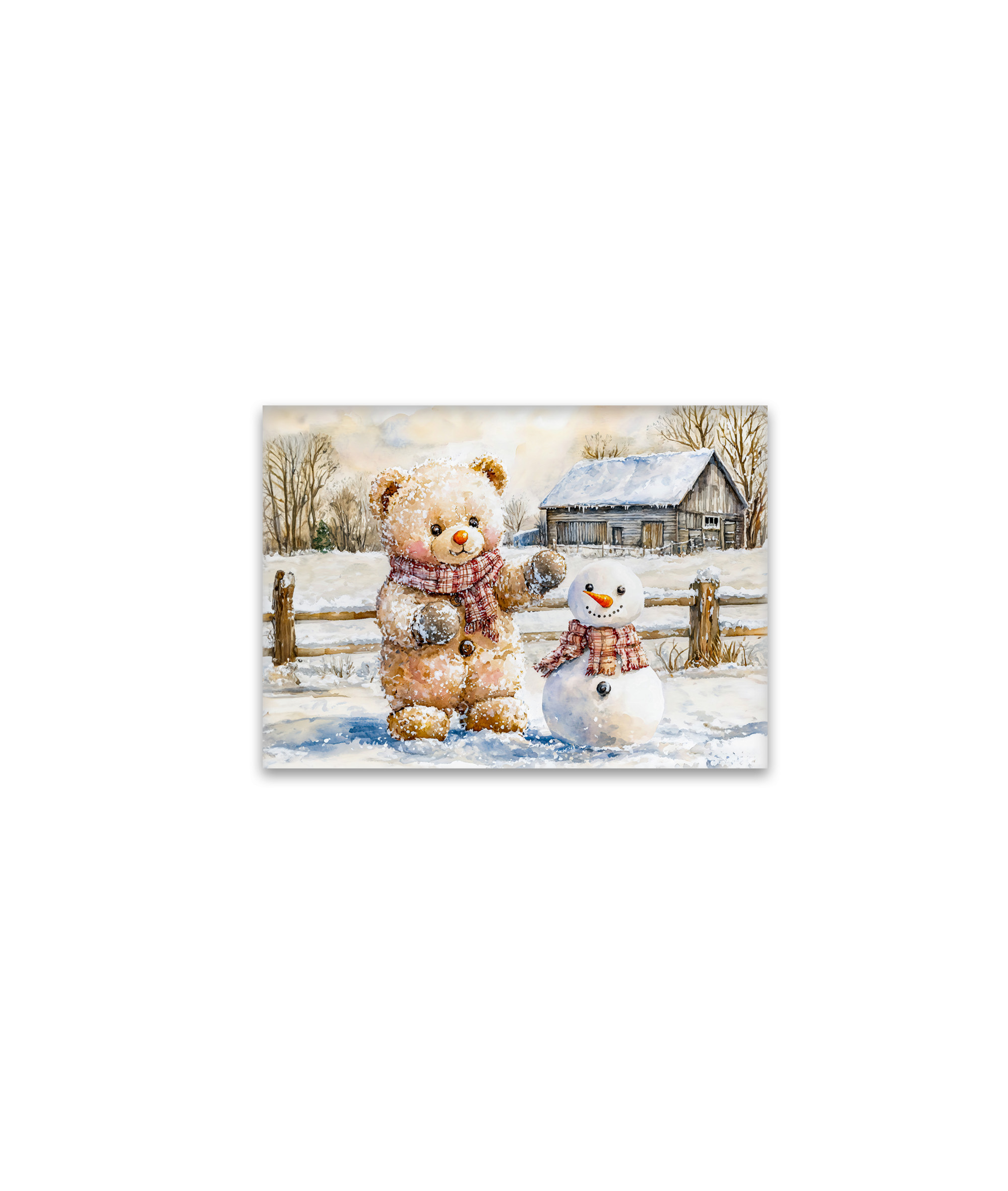 raxxa Glas-Magnet: Teddy Bear Building a Snowman