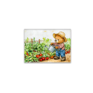 raxxa Glas-Magnet: Teddy Bear Watering Tomato Plants