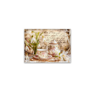 raxxa Glas-Magnet: Snowdrops and Teacups in Vintage Style