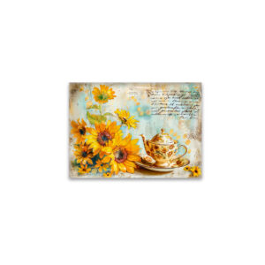 raxxa Glas-Magnet: Sunflower with Antique Coffee Pot and Fantasy Script