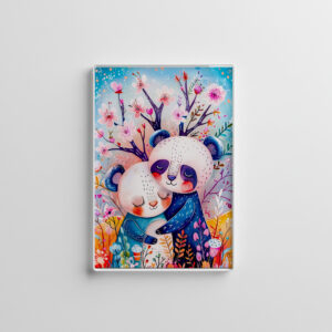 raxxa Glas-Magnet: Two Pandas Hugging in Bamboo Forest