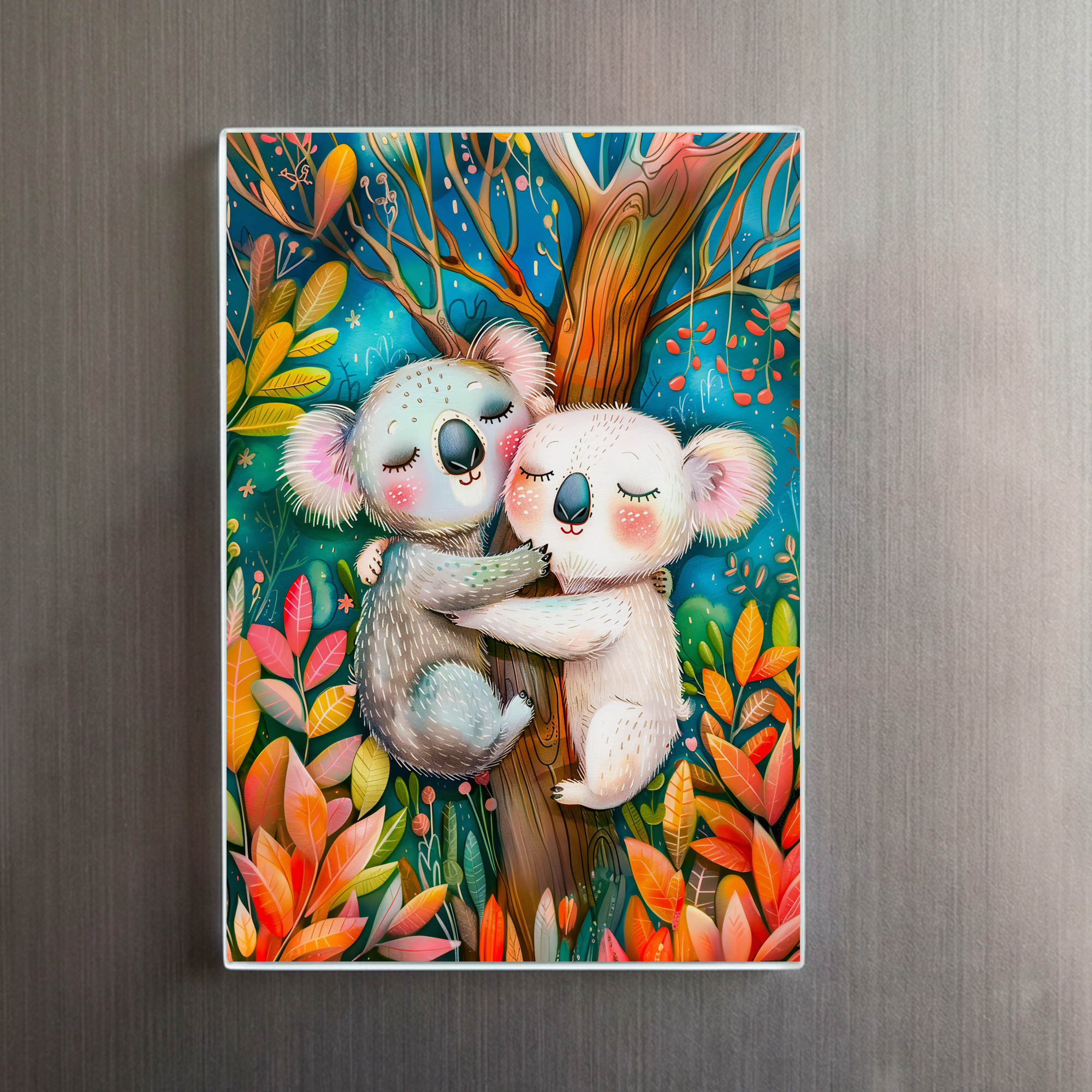 raxxa Glas-Magnet: Illustration of koalas hugging in eucalyptus forest - Image 2