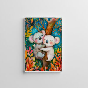 raxxa Glas-Magnet: Illustration of koalas hugging in eucalyptus forest