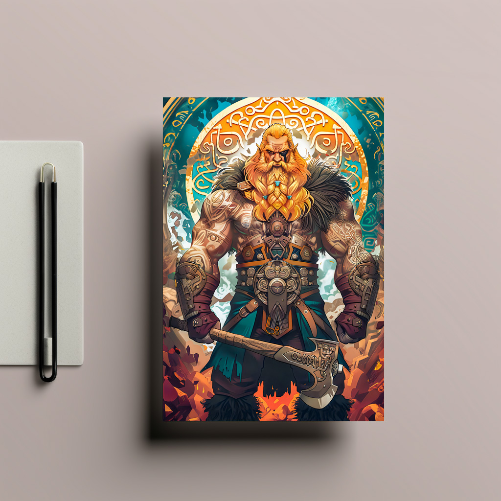 raxxa Postkarte: Vibrant Viking Warrior with Axe Norse Mythology Comic