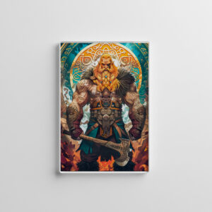 raxxa Glas-Magnet: Vibrant Viking Warrior with Axe Norse Mythology Comic