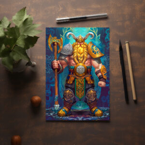 raxxa Postkarte: Viking Illustration Of Berserker Rage In Blood-Red Battle Storm