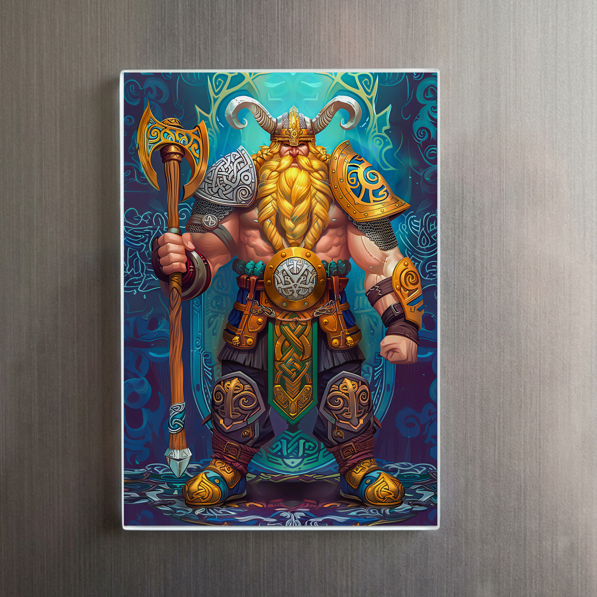 raxxa Glas-Magnet: Viking Illustration Of Berserker Rage In Blood-Red Battle Storm – Image 2