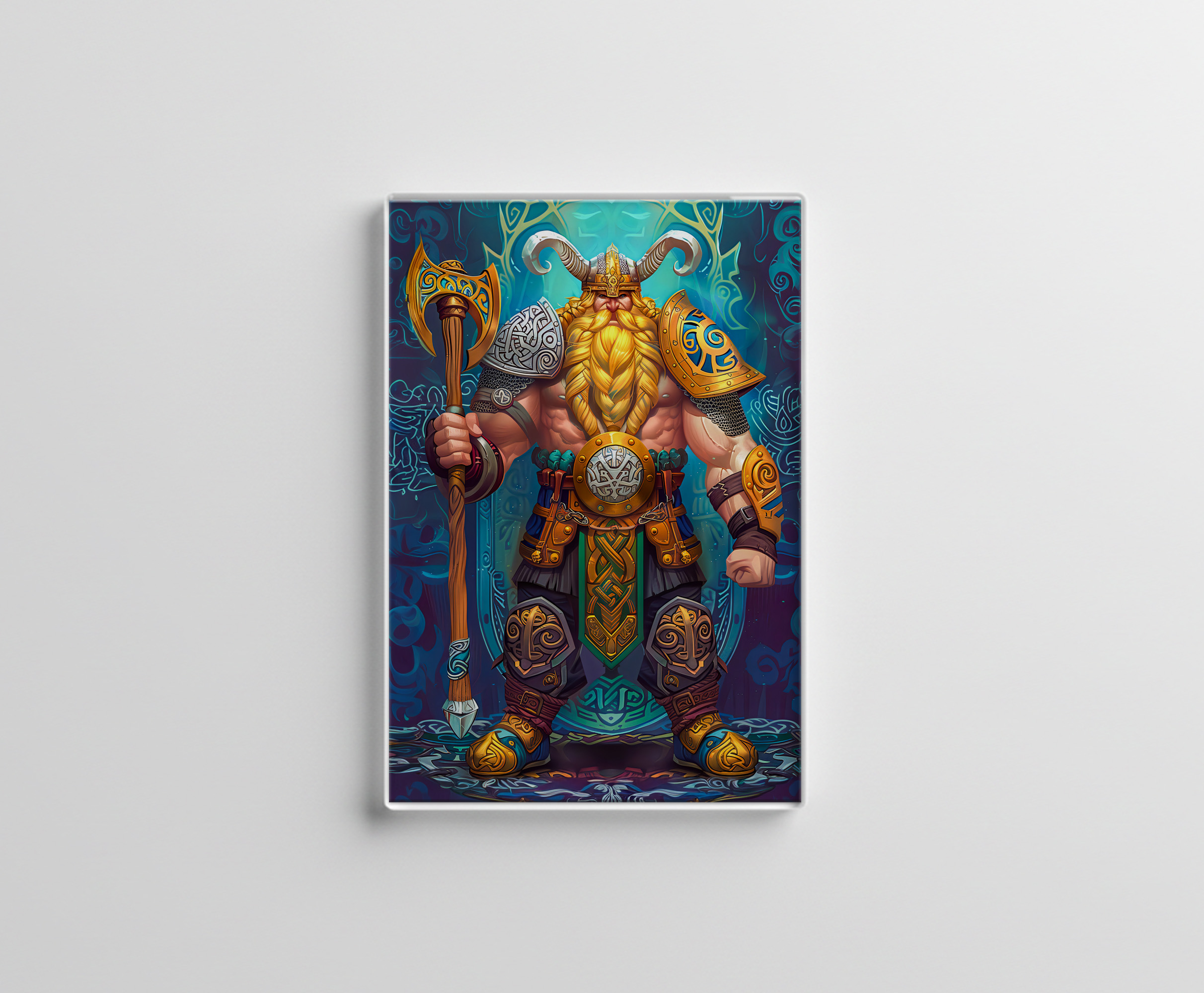 raxxa Glas-Magnet: Viking Illustration Of Berserker Rage In Blood-Red Battle Storm