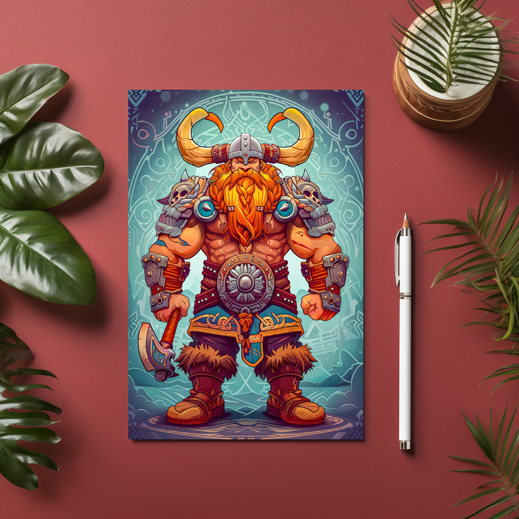 raxxa Postkarte: Viking Illustration Of Haunted Longship Sailing Through Misty Fjord