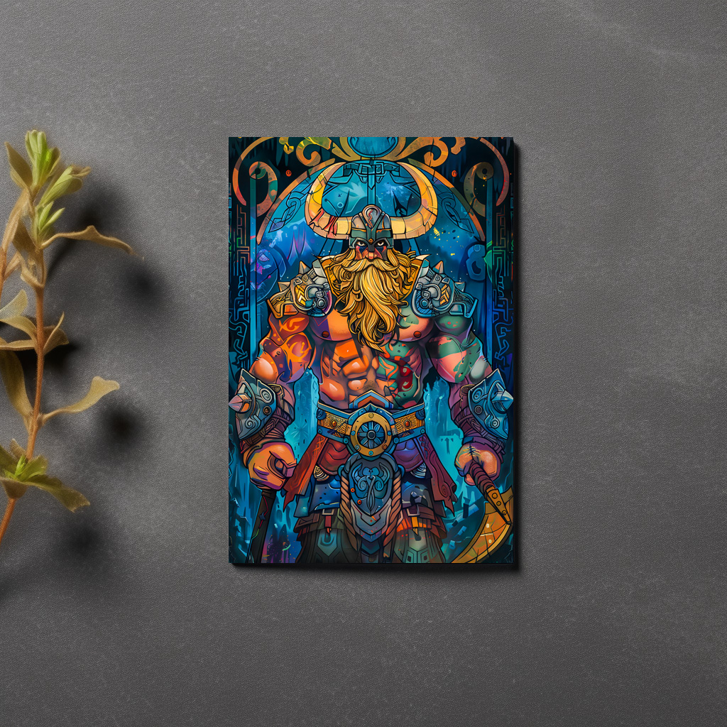 raxxa Postkarte: Viking Illustration Of Frostborn King Rising From Icebound Throne