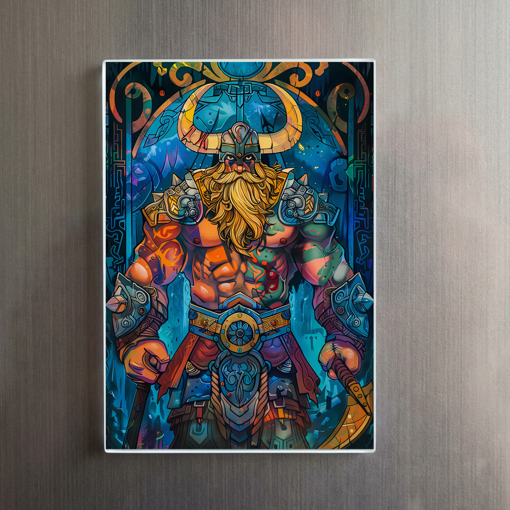 raxxa Glas-Magnet: Viking Illustration Of Frostborn King Rising From Icebound Throne – Bild 2