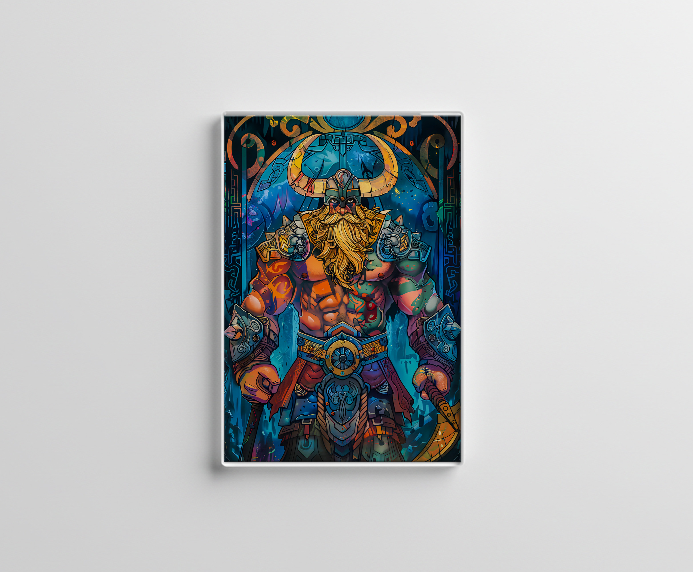 raxxa Glas-Magnet: Viking Illustration Of Frostborn King Rising From Icebound Throne
