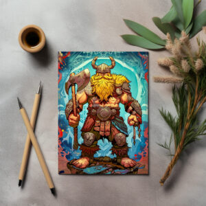 raxxa Postkarte: Viking Illustration Of Duel Between Brothers In Fiery Arena