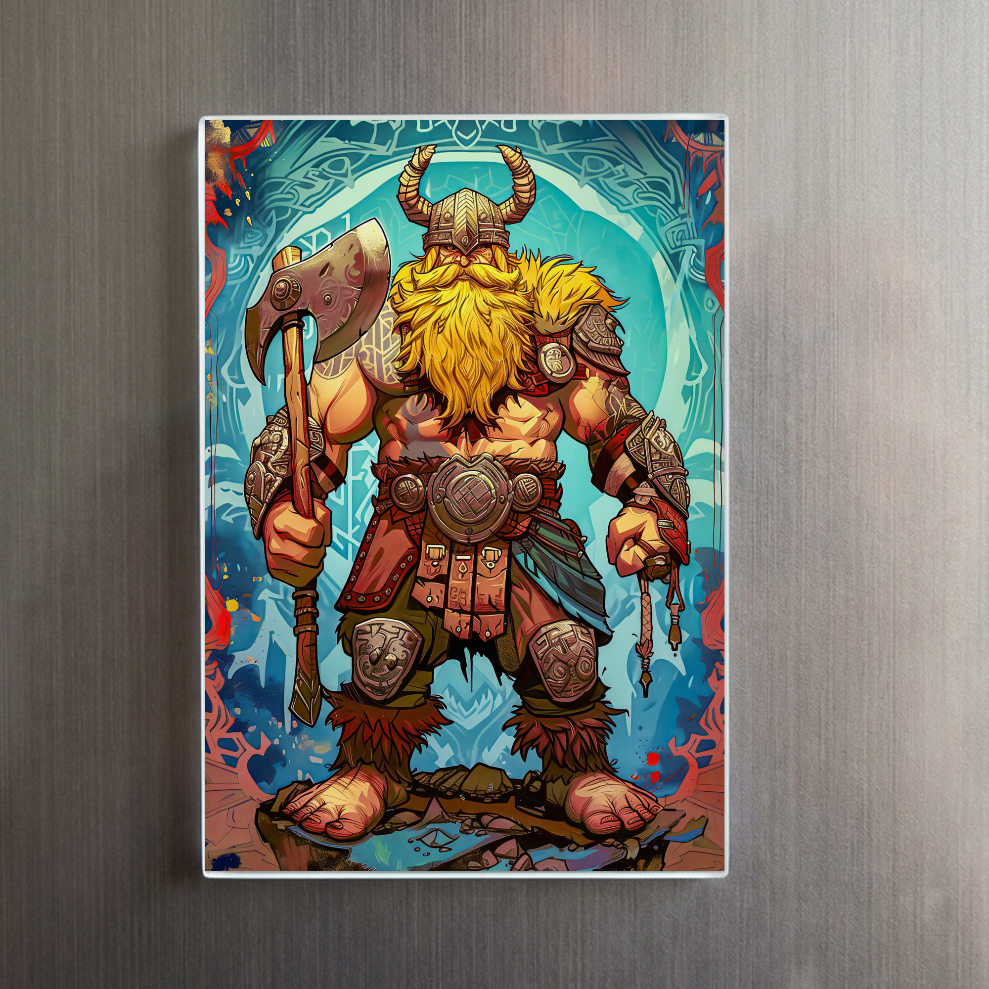 raxxa Glas-Magnet: Viking Illustration Of Duel Between Brothers In Fiery Arena - Image 2