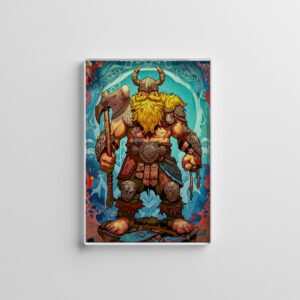 raxxa Glas-Magnet: Viking Illustration Of Duel Between Brothers In Fiery Arena