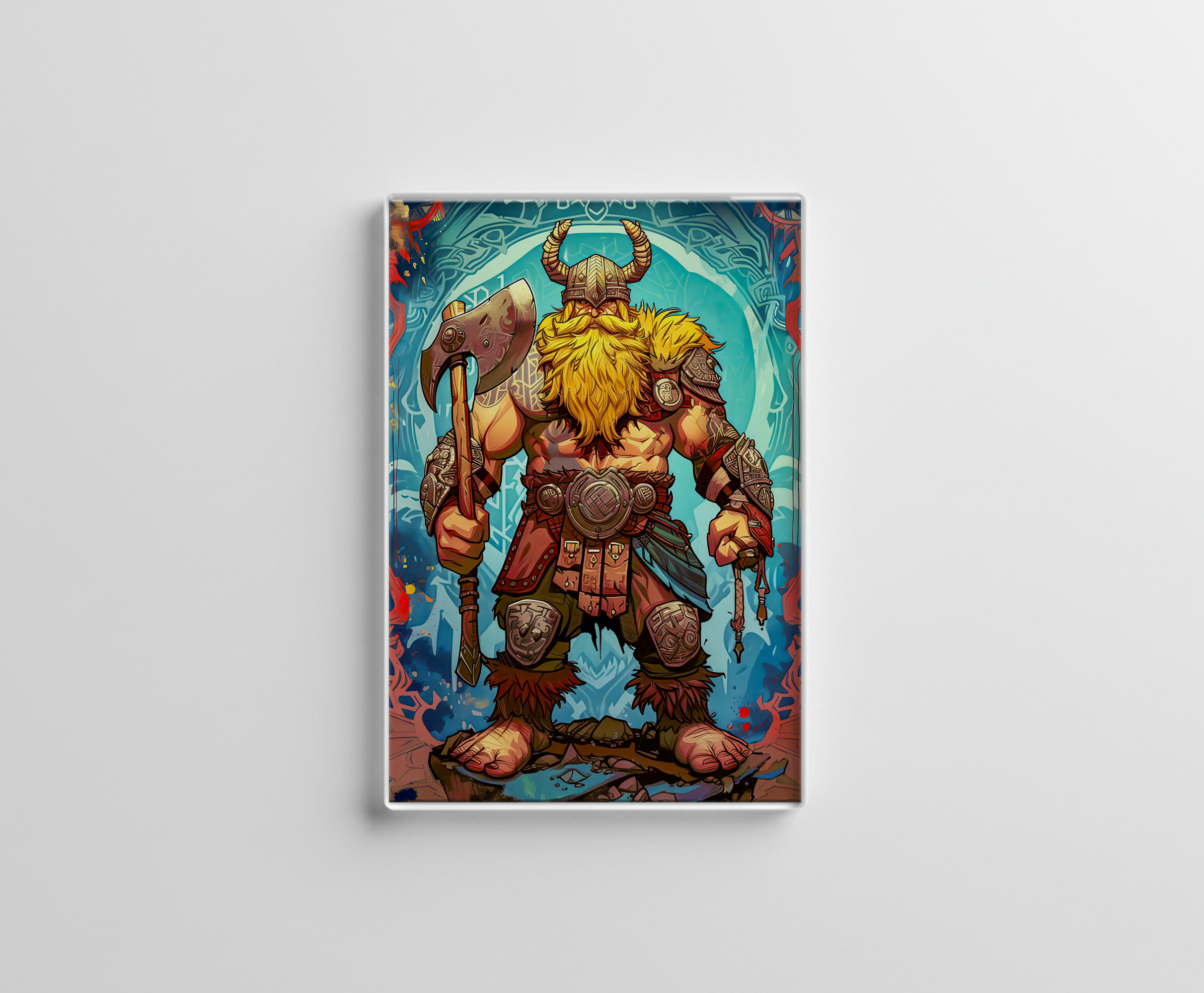 raxxa Glas-Magnet: Viking Illustration Of Duel Between Brothers In Fiery Arena