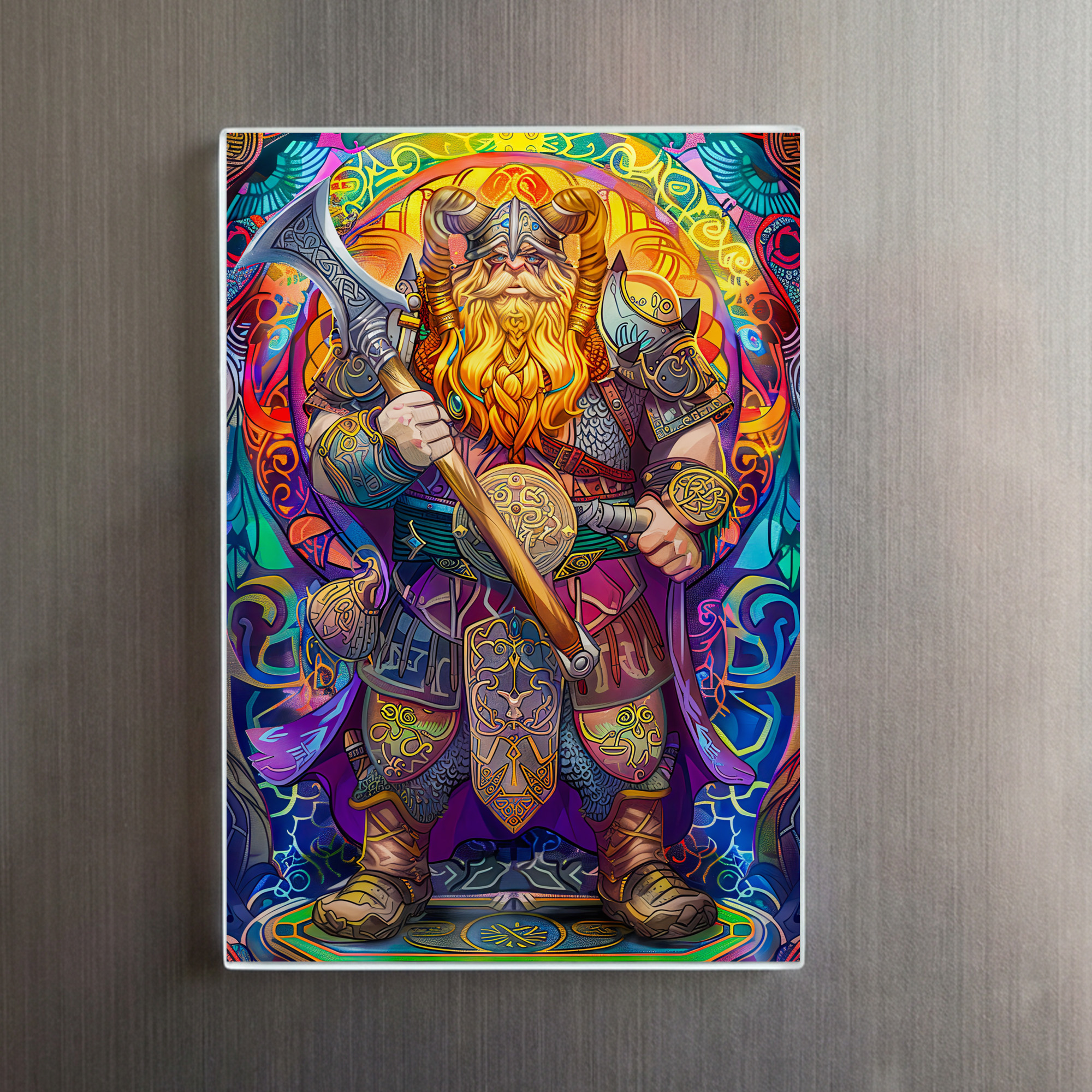 raxxa Glas-Magnet: Viking Illustration Of Iron Howl Werewolf Pack Under Blood Moon Sky - Imagen 2