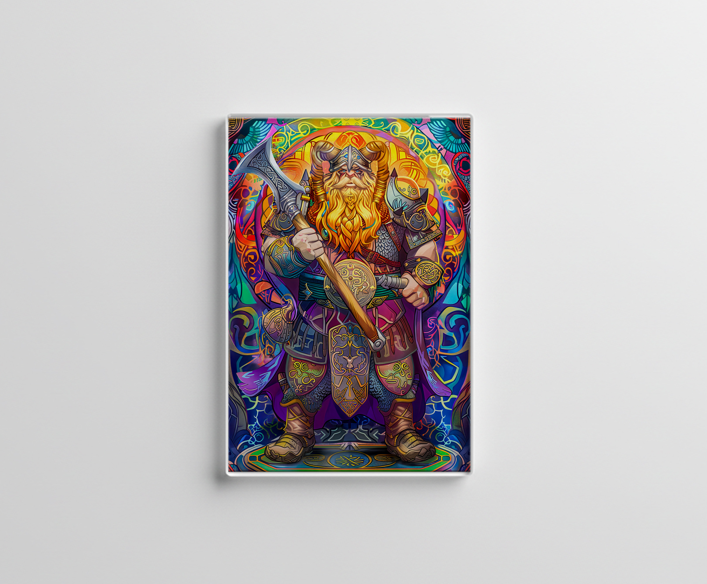 raxxa Glas-Magnet: Viking Illustration Of Iron Howl Werewolf Pack Under Blood Moon Sky