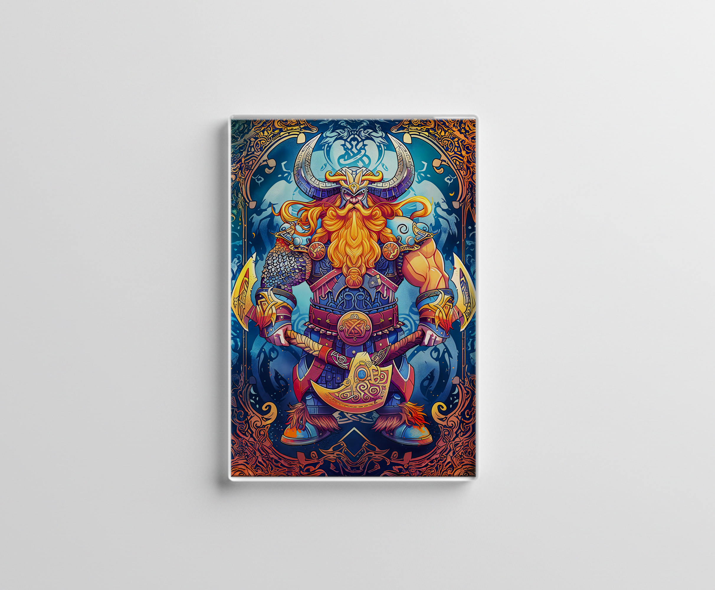 raxxa Glas-Magnet: Viking Illustration Of Fallen Hammer Reforged In Fiery Blacksmith Forge